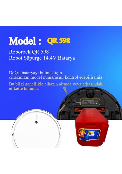 Roborock Qr 598 Robot Süpürge 7000 Mah 14.4v Batarya