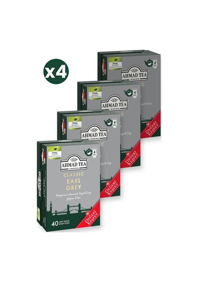 Ahmad Tea Klasik Earl Grey Demlik Poşet Çay 40x2 G 4'li Ekonomik Paket Toplam 160 Demlik Poşet