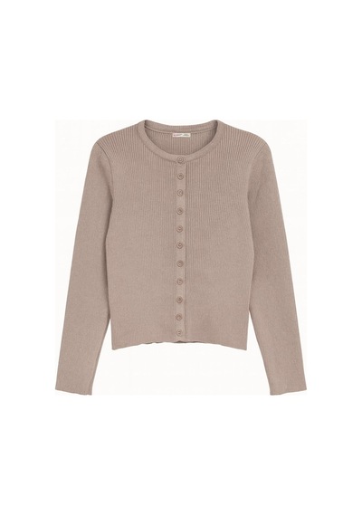 Hiccup Mixray Düğmeli Slim Fit Yivli Örgü Hırka Bej Doğal