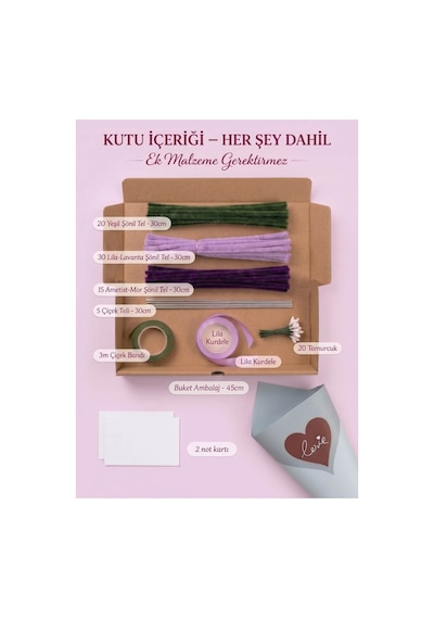 Lila Lilyum Buketi Kendin Yap Dıy Kiti 65 Adet Şönil İçerir Hobi Ve Hediye Seti