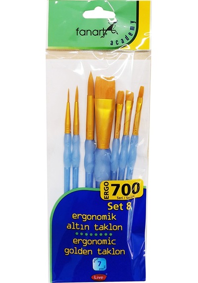 Fanart Ergonomik Altın Taklon Fırça Seti 700 Seri 7Li Set 8