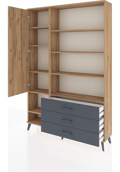 Arges Dolap 9 Raflı 3 Çekmeceli Tek Kapaklı 132x30x195 Çam-çam/antrasit Atlas Çam/antrasıt Arges Dolap 9 Raflı 3 Çekmeceli Tek Kapaklı 132x30x195 Çam-çam/antrasit Atlas Çam/antrasıt