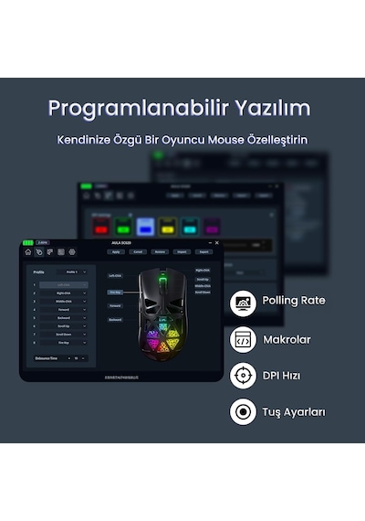 Aula Sc620 Paw3311 Sensör 12000 Dpı 1000hz Kablolu Ve Kablosuz Gaming Oyuncu Mouse Siyah Sc620