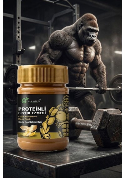 Proteinli Fıstık Ezmesi Muz Fıstık Proteini, Maca Kökü Tozu İle 325 Gr