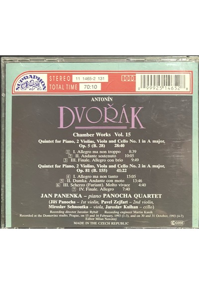 Plak Değildir Cd Dir Cd Dvorak Piano Quintets Nos. 1&2 Cd