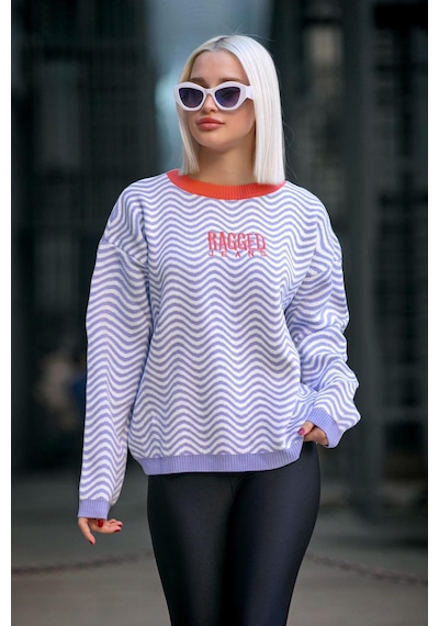 Madmext Lila Oversize Kadın Kazak Mg1251-lila Lila