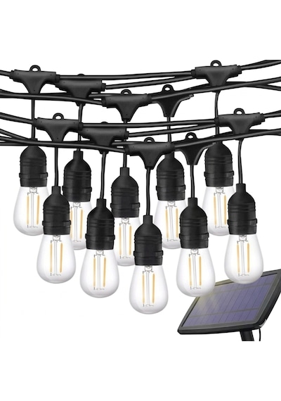 Güneş Enerjili Solar 10 Adet S14 Led Ampullü 10 Metre Led Işık Seti 10 Ampul