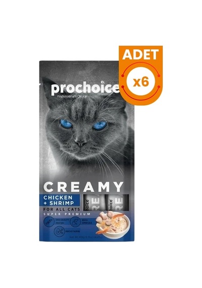 Prochoice Creamy Tavuklu Ve Karidesli Sıvı Kedi Ödül Maması 6 Adet 4x15 Gr