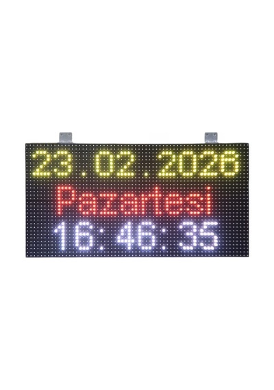32x64cm P10 Rgb Led Saat Tarih Göstergesi