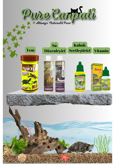 Purecanpati Kaplumbağa Su Düzenleyici Ve Bakım,mix Yem Seti