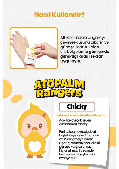 Bebek Ve Çocuklar İçin Mineral Filtreli Stick Güneş Kremi Atopalm Outdoor Sun Stick Spf50+ Pa++++