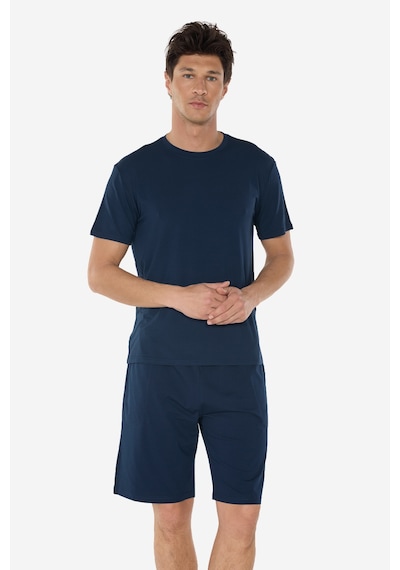 Malabadi Erkek Lacivert Bisiklet Yaka Micro Modal Extra Yumuşak Şortlu Pijama Takımı 6031