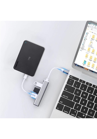 PrimeX PX-TYP5 Ultra Slim 4 Port USB 3.0 Hub Çoklayıcı Gri