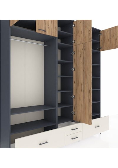 Hyperion Dolap 18 Raflı 4 Çekmeceli Tek Askılı 220x44x243 Antrasit-çam/aytaşı Atlas Çam/aytası Hyperion Dolap 18 Raflı 4 Çekmeceli Tek Askılı 220x44x243 Antrasit-çam/aytaşı Atlas Çam/aytası