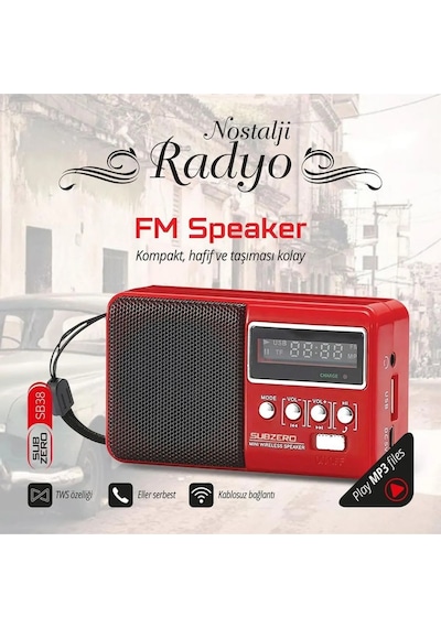 Subzero Sb38 Mini Nostalji Tws/fm Bluetooth Müzik Kutusu Siyah