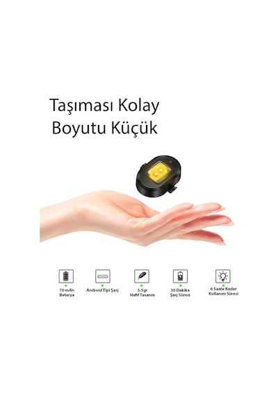 Rgb Manyetik 7 Renk Drone Bisiklet Motorsiklet Şarjlı Mini Led Lamba