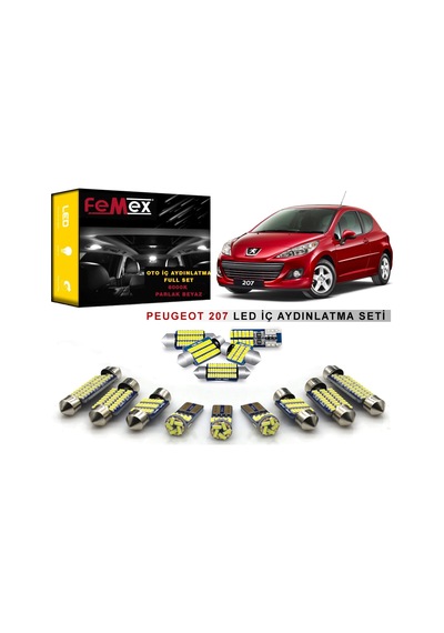 Peugeot 207 LED İç Aydınlatma Ampul Seti FEMEX Parlak Beyaz