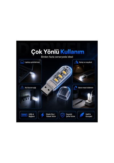 Yeni 2026 Kompakt Mini Usb Led Aydınlatma Taşınabilir Masa Lambası 3 Led Smd Parlak Beyaz Işık Laptop Pc Powerbank Uyumlu Şeffaf Gövde Koruyucu Kapaklı Kitap Okuma Kamp Gece Lambası Dayanıklı