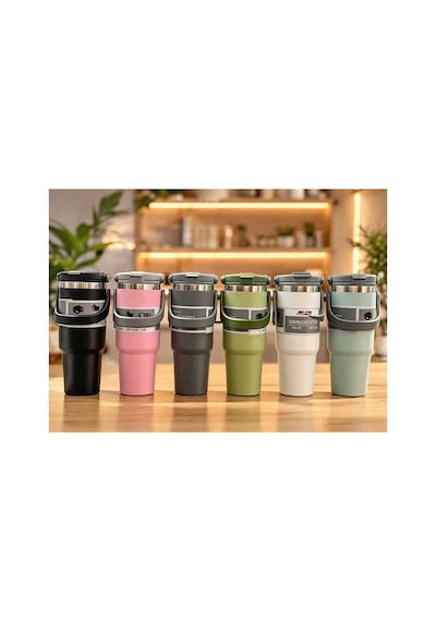 700 Ml Taşıma Kulplu Paslanmaz Çelik Termos Mug - Vakumlu Isı Yalıtımlı Bardak Alk4628 -
