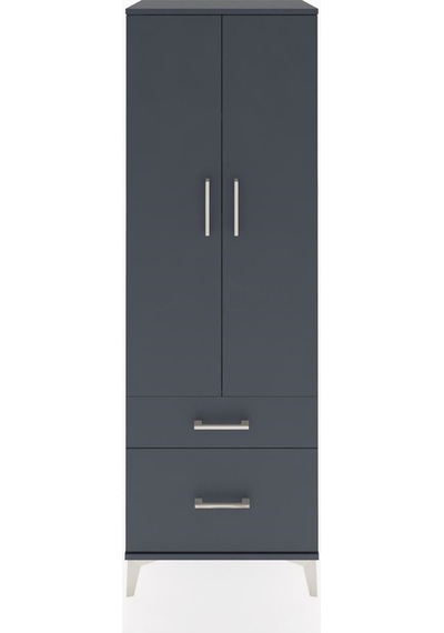Hyperion Dolap 4 Raflı 2 Çekmeceli 2 Kapaklı 60x44x182 Antras... Antrasit