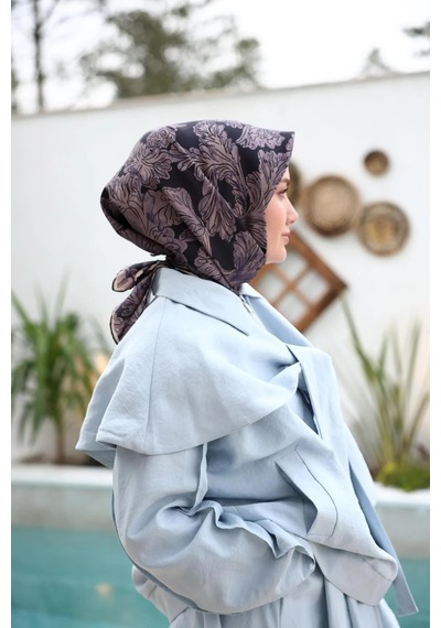 Silk Home Twill İpek Eşarp - 11468-32 Lacivert Mor
