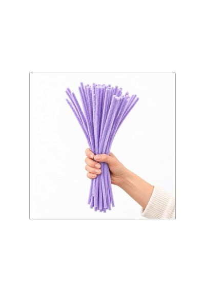Şönil Çubuk 8 Mm Kalınlık 30 Cm Uzunluk, 100 Adet - Lila