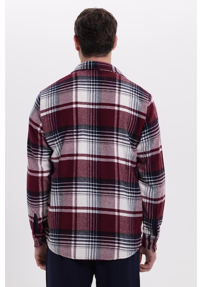 Tudors Erkek Regular Fit Rahat Kesim Kışlık Kareli Oduncu Gömlek-42116 Bordo