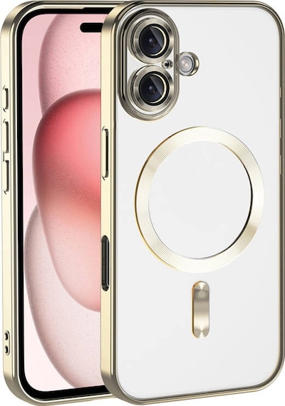 Apple Uyumlu iPhone 16 Plus Kılıf Kamera Korumalı Ve Magsafe Halkalı Shiny Premium Parlak Silikon Kapak Gold