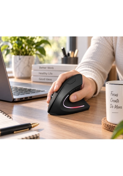 Luve Store Kablosuz Ergonomik Dikey Mouse 800/1200/1600 Dpı Ayarlanabilir 2.4 Ghz Optik Usb Alıcılı Dikey Ergonomik