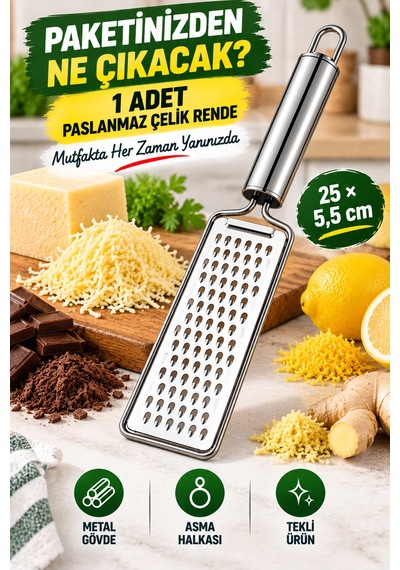 Paslanmaz Çelik El Rendesi Peynir Sebze Çikolata Limon Zencefil Rendesi Askılı Mutfak Gereci El Tipi Gümüş