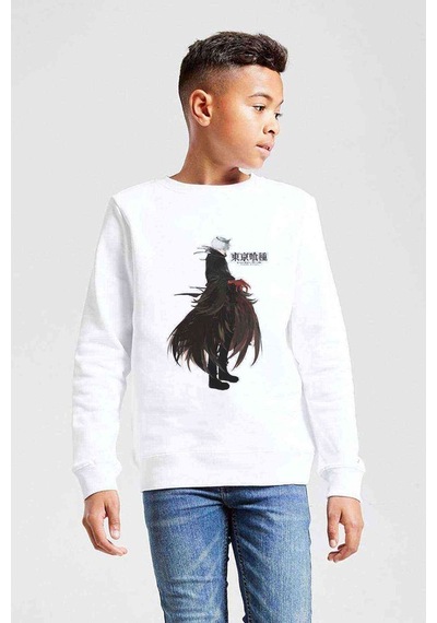 Tshirthane Anime Tokyo Ghoul Anteiku Baskılı Unisex Çocuk Beyaz Sweatshirt (534763334) Beyaz