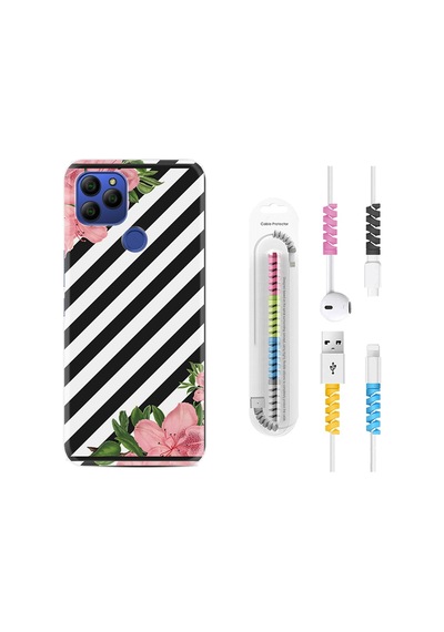 General Mobile Gm21 Kılıf Kablo Koruyuculu Strip Flowers 2 1409