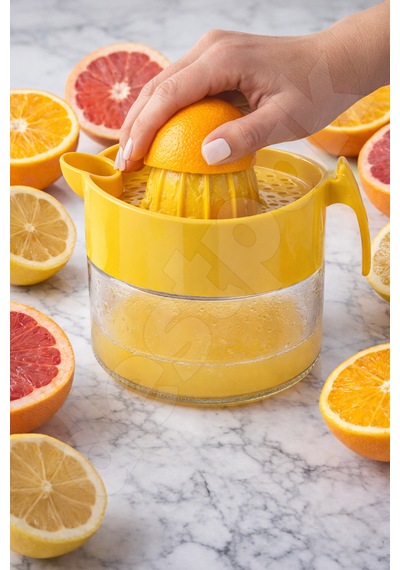 Destpak Cam Hazneli 420 Ml Limon Sıkacağı - Narenciye Sıkacağı - Elde Limon Ve Narenciye Sıkacağı - Saplı Şeffaf