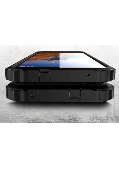 Kilifone - Xiaomi Redmi 9a Uyumlu - Kılıf Çift Katman Koruyucu Crash Military Tank Kılıf - Siyah Siyah