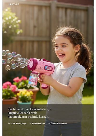 Bubbleglow Otomatik Köpük Tabancası Pembe Tek Dokunuş, Işıklı Gövde