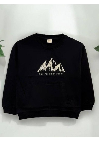 Zekids Erkek Çocuk Northwest Baskılı İnce Sweat-14236 Siyah