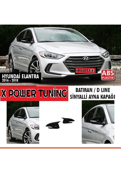 Hyundai Elentra 2016 - 2018 Sinyalli Siyah Batman Ayna Kapağı