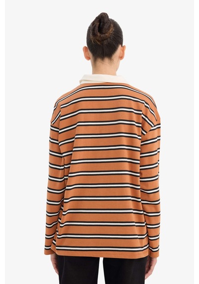 Defacto Loose Fit Polo Yaka Sweatshirt G6490ax25wnbn50 Kahve-bn50