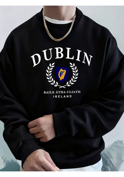Startmore Startmoredublin İrlanda Mektup Baskılı Kapüşonlu Kazaklar Erkek Yumuşak Sıcak Kapüşonlular Cep Sonbaha Siyah