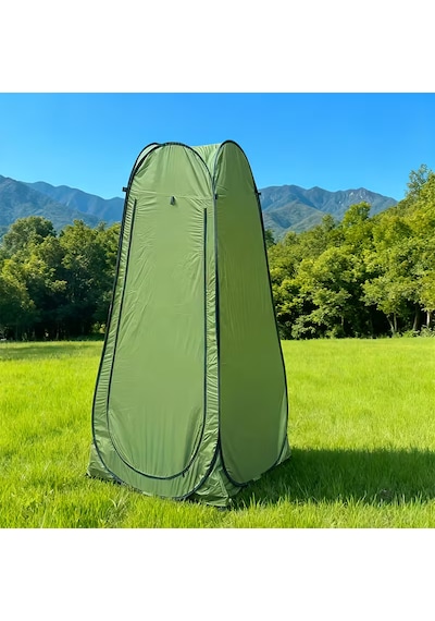 Otomatik Açılır İki Pencereli Katlanabilir Kamp Duş, Tuvalet Ve Giyinme Çadırı - 120x120x190 Cm Haki