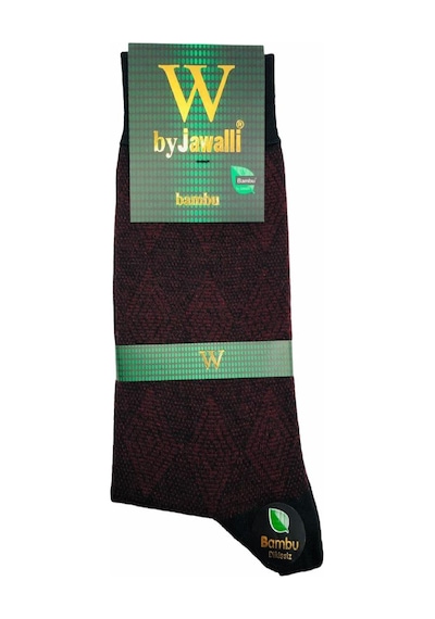 By Jawalli Desenli Bambu Erkek Çorabı-Bordo-Siyah Bordo - Siyah