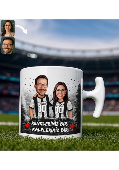 Bk Gift Kişiye Özel İsimli Siyah-beyaz Sevgili Karikatürlü Hammer Kupa Bardak İsim Ve Forma Numaralı Taraftar Kupa, Doğum Günü Hediyesi Kobitmeyenco Çok Renkli