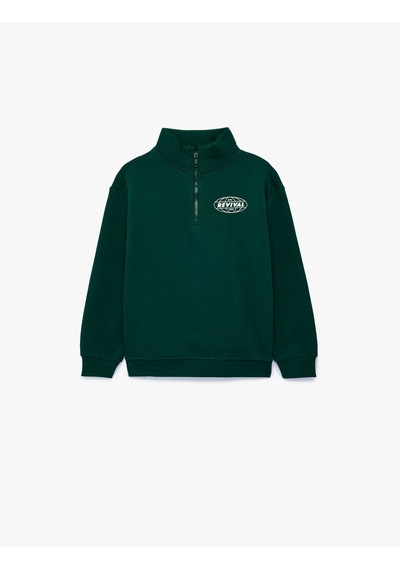 Koton Baskılı Şardonlu Pamuklu Fermuar Detaylı Uzun Kollu Dik Yaka Sweatshirt Yeşil 7wkb10311tk Koton Baskılı Şardonlu Pamuklu Fermuar Detaylı Uzun Kollu Dik Yaka Sweatshirt Yeşil 7wkb10311tk