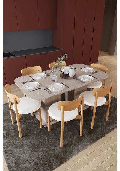 Modern Dolaplı 6 Kişilik Mutfak Yemek Masası Ve Sandalye %100 Mdf Mutfak Yemek Odası Masası Takımı Ymt06 Sidon Modern Dolaplı 6 Kişilik Mutfak Yemek Masası Ve Sandalye %100 Mdf Mutfak Yemek Odası Masası Takımı Ymt06 Sidon