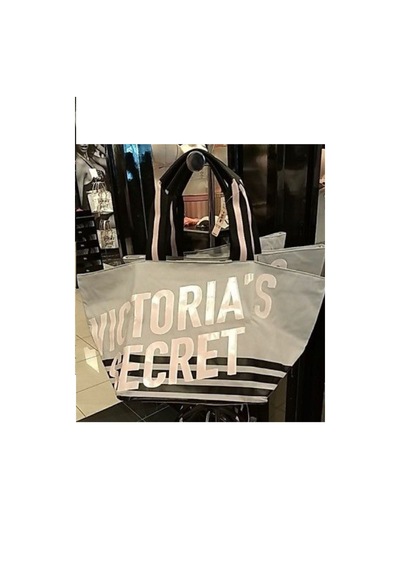 Victoria's Secret Vs Büyük Boy Logo Yazı Detaylı Gri Seyahat Çantası Gri