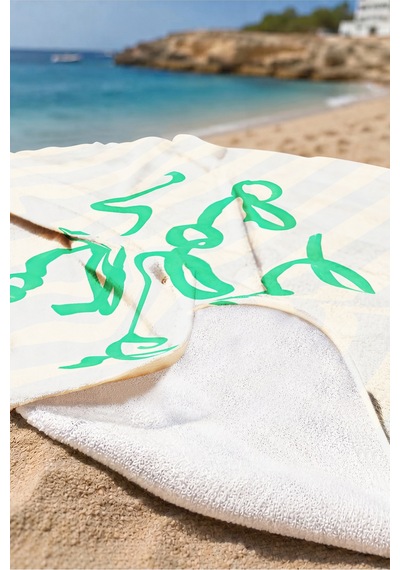 Çizgili Yaz Temalı Şık Plaj Havlusu - Akdeniz Stil Pastel Marine Hızlı Kuruyan Mikrofiber Havlu Çok Renkli