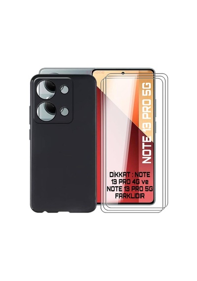 Xiaomi Redmi Note 13 Pro 5g Kılıf Mat Soft Yüzey Doku Esnek Silikon + Ekran Koruyucu Cam 1+1 Set Resimde Görünen