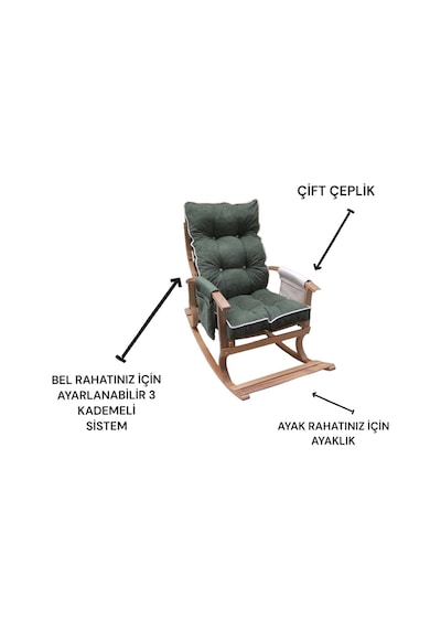 Yaren Home Dizayn Sallanan Sandalye, Dinlenme Koltuğu,tv Sandalyesi, Yeşil Krem Krem - Yeşil