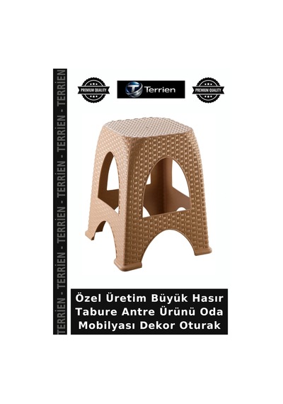 Özel Üretim Büyük Hasır Tabure Antre Ürünü Oda Mobilyası Dekor Oturak Çok Renkli