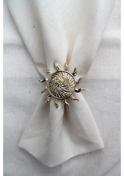 6 Adet Gold Güneş Metal Peçete Halkası - Napkin Ring M1